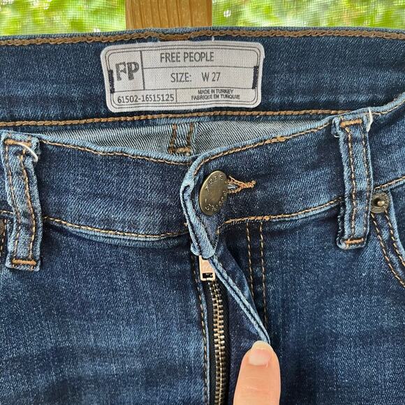 Free People Great Heights Fringe Skinny Jeans Medium Wash Size 27 - Picture 8 of 10